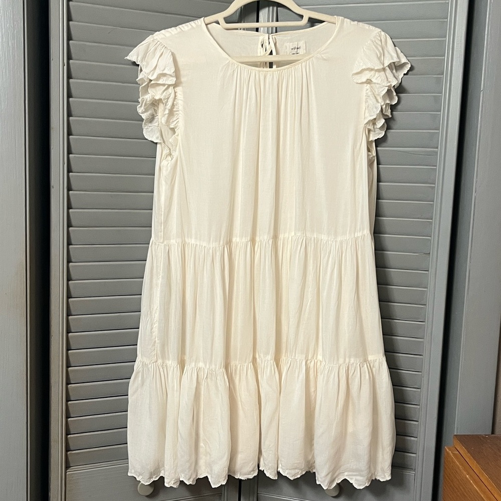 Aritizia Wilfred Sidione Cream Tiered Soft Romantic Mini Dress, Ruffles, Sz S - Picture 4 of 16